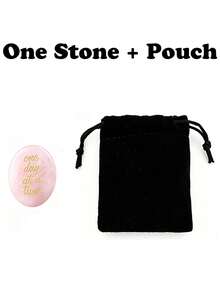 1/2 Pcs Engraved Worry Stone "One Day At A Time", Natural Crystal Palm Stone With Velvet Pouch, Inspirational Pocket Stone Gift For Stress Relief - Multicolor - View 8