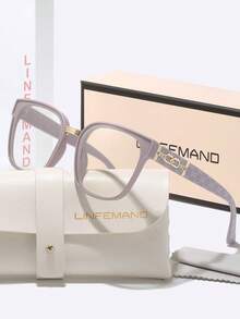 LINFEMAND 1 Pair Women's Luxury Square Frame Clear Lens Glasses, Metal Chain Rhinestone Temple, Daily Wear Shopping Commuting, Women's Atmosphere Decorative Glasses, Comes With Brand Full Set Exquisite Gift Box - Clear - View 13