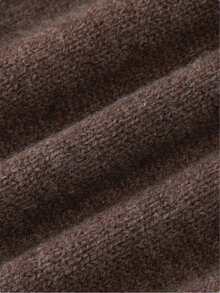 Women's Plus Size Solid Color Dropped Shoulder Long Sleeve Single-Breasted Knit Cardigan - Brown - View 7