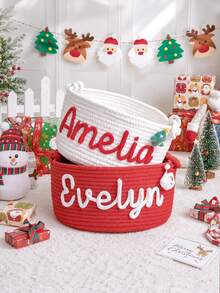 Customized Christmas Gift Basket, Christmas Party Gift Basket, Personalized Christmas Gift Basket With Name, Holiday Decoration Gift, Christmas Decor, Christmas Gift - Multicolor - View 2