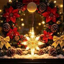 1pc Christmas North Star LED Suction Cup Window Light, Battery Powered, Batteries Not Included, Warm White And Multicolor Light Options, Easy To Install, Suitable For Window Glass Wall Indoor Home Decor, Wedding, Party, Holiday Christmas Decoration - Polar Star - View 9