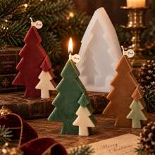 3D Christmas Tree Silicone Candle Mold, Santa Hat Star Xmas Tree Reindeer Candle Mould For DIY Handmade Scented Candle Plaster Resin Making Home Decor Holiday Gift - Mold - View 7