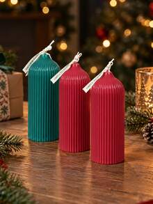 1 Piece Round Top Striped Scented Candle, Red And Green Striped Taper, Suitable For Lighting And Creating Festive Atmosphere, Home Decor, Tabletop Arrangement, Party, Holiday, Wedding, Photography Prop, Holiday Gift, Christmas - A - View 4