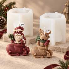 Christmas Stocking Candle Mold, 3D Silicone Mold With Santa Claus Snowman Reindeer Design For DIY Scented Candle Making, Christmas Home Decor And Handmade Gifts - Mold - View 4