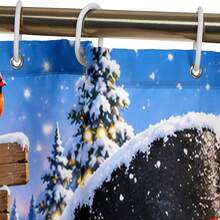 1pc/4pcs Snowman Pattern Multi-Function Bathroom Decor Shower Curtain Set, Free 12 Hooks, Premium Holiday Atmosphere, Bathroom Mat U-Shaped Rug And Round Toilet Lid Cover, Suitable For All Scenes, Bathroom Set - Snowman Gift - View 5
