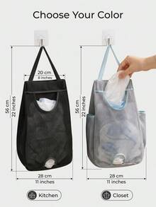 1/2 Mesh Hanging Plastic Bag Holder, Multifunctional Hanging Storage Bag, Space Saving, Suitable For Cabinets, Pantry And Bathroom, Large Capacity, Essential Kitchen Items, Kitchen Accessories, Bathroom Accessories, Christmas, Cutting Board - Multicolor - View 6