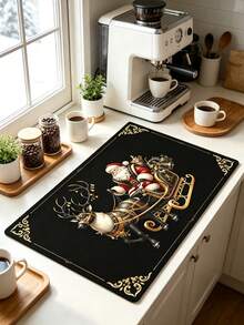 1PC Christmas Element Welcome Mat, Diatomite Absorbent Small Rug, Non‑Slip Floor Mat For Stove Coffee Machine Water Bar Counter, Christmas Halloween Home Decor, Indoor Outdoor Doormat For Front Door Kitchen Area - Multicolor - View 4
