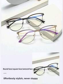 1pc Metal Cat Eye Dual-Color Rhinestone Decorated Indoor/Outdoor Color-Changing Multi-Purpose Fashion Versatile Women's Glasses - Discoloration - View 5