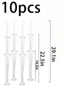1/2/3/5/10pcs Balloon Stand Set, Desktop Balloon Holder, Reusable, With Base, Suitable For Birthday, Party, Wedding And Graduation Ceremony Decoration - White - View 13