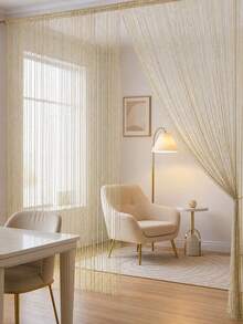 1pc Champagne Gold Tassel String Door Curtain, Hanging Glitter Fringe Thread Curtain Panel For Doorway, Window, Room Divider, 100*200cm Polyester Thread Partition Curtain, Wedding Party Decoration, Birthday Party Decoration, Perfect For Decorating Living Room, Dining Room, Bedroom, Study, Kitchen (Curtain Rod Not Included), Photo Booth Background Decoration, Holiday Party Decoration, Home Decor - Champagne Gold - View 2