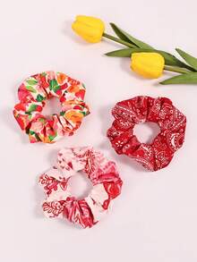 6 buah Ikat Rambut Elastis Motif Paisley, Ikat Rambut Motif Buah - MultiWarna - View 4