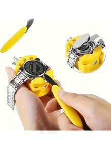 27pcs Professional Watch Repair Tool Set, Watch Repair Tool Kit, Watch Band Repair Tools, Watch Case Opener, Watch Hand Remover, Replacement Spring Bar Set, Watch Band Adjustment Repair Tools, Suitable For Watch Battery Replacement, Watch Band Size Adjustment, Watch Case Opening, Watch Spring Bar Replacement, Practical And Portable Watch Repair Tool Set, Perfect Gift For Watchmakers And DIY Enthusiasts, Durable Watch Repair Set, Ideal Choice For Personal And Professional Watch Daily Maintenance - Yellow - View 5