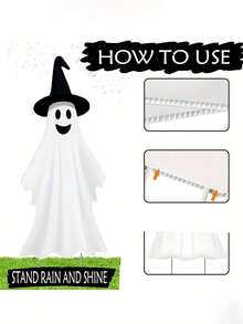 2pcs/Set 2D Flat Halloween Ghost Yard Stakes, Holiday Decor Yard Decoration Stakes, Acrylic Signs, Horror Atmosphere Decor Props, Halloween, Outdoor, Garden Photo Background, Party Props - Multi-color - View 10