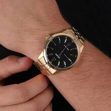 Orient Authentic Imported Fashion Casual Minimalist 3-Hand Dial Gold Steel Band Quartz Men's Watch SQC0U001B0 - Gold - View 5