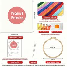 1PC 15*15cm/5.9*5.9in 20*20cm/7.9*7.9in,A Beautiful Bouquet Embroidery Kit, DIY Handmade Embroidery Set For Adult Beginners, Home Gift, Women's Sewing Gift, Including User Manual, Printed Pattern Fabric, Embroidery Frame, Needle And Thread. - 20X20CM - View 12