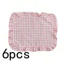 1pc/2pcs/6pcs Korean Style Plaid Placemats, Sweet Candy Color Plaid Tablecloth With Ruffle Edge, Cute Food Plate Insulation Pad For Dining Table - Multicolor - View 11