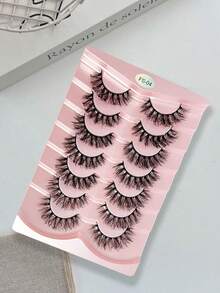 Hinarin 7 Pairs False Eyelashes Natural Look Messy Fake Eyelashes 16mm Fluffy Full Wispy Lashes 8D Volume Curly Strip Lashes Dramatic Crossed Faux Mink Lashes Suitable For Parties And Festival - Black - View 5