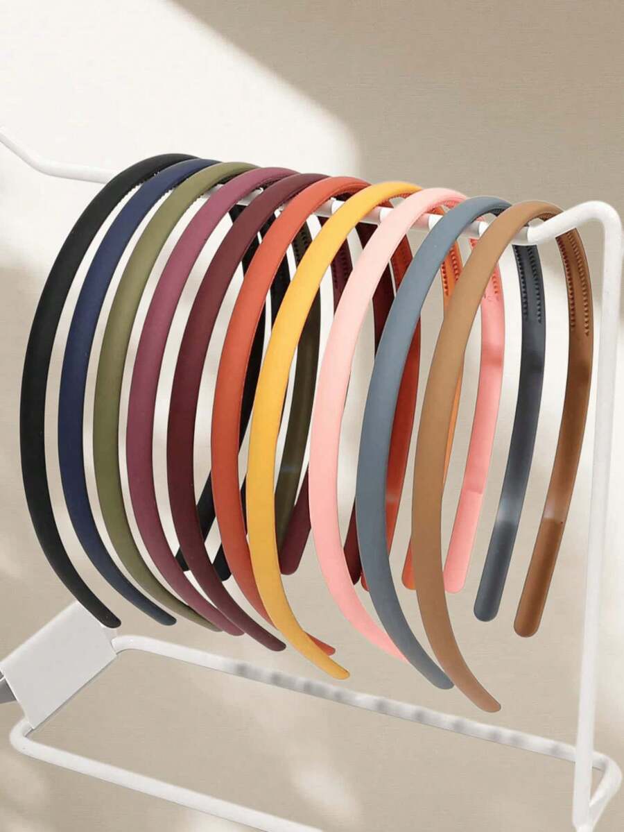 10pcs Wide Matte Morandi Color Toothed Non-Slip Hair Combs For Hair Styling And Frizz Control, Simple Versatile Headbands For Home - Multicolor - View 1