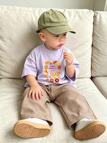 Baby Boy Daily Basic T-Shirt, Soft And Breathable Casual Top, Suitable For Toddlers - Mauve Purple - View 4