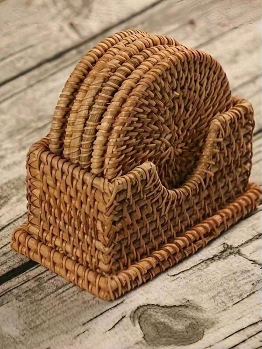 1/3/7pcs Handwoven Rattan Coasters, Brown Round Heat-Resistant Beverage Coasters, Suitable For Coffee Cups, Tea Cups, Dining Tables And Coffee Tables, Christmas, Halloween, Room Decor, Home Decor - Brown - View 1