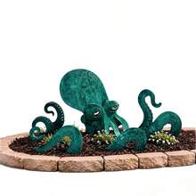 Flat Natural Rust Vintage Style 5pcs Metal Octopus Outdoor Ground Stake Decor, Distressed Hollow Design, Holiday Beach Vacation Style Creative Outdoor Decoration Gift - Octopus - View 7