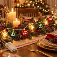 1pc Christmas Ball LED String Lights 10/20 LEDs Merry Christmas Tree Snowflake Ornament Lights Battery Operated Xmas Fairy Lights Suitable For Home Bedroom Mantel Christmas Holiday Party Festive Decor - Warm White - View 8