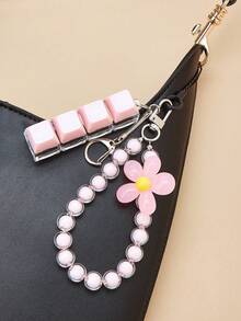 Stress Relief Beads Phone Lanyard, 4-Key Keyboard Toy, Square Stress Relief Keychain, Wristband Pendant Accessory, Holiday Gift - Multicolor - View 6