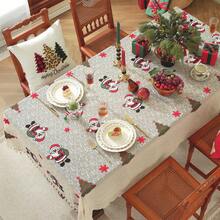 1pc Christmas Bell Santa Claus Classic Coffee Table Cover, American Style Embroidered Lace Tablecloth, Suitable For Party, Gathering, Home Decor - Santa Claus - View 4
