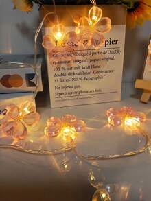 1pc Cherry Blossom Copper Wire LED Fairy Lights, Pink Decorative String Lights Suitable For Outdoor Holiday Wreaths, Spring/Summer Party Decor, Battery Powered (Batteries Not Included), Perfect For Girls' Room, Bedroom, Wedding, Mother's Day, Birthday, Dorm, Romantic Home Decor And Indoor Events, Party Decoration And Outdoor Lighting Decorative String Lights, Realistic Cherry Blossom Flower LED String Lights, Transparent Petal Shaped Colorful Lights, Soft Warm Light Atmosphere Decor, Scene Decoration, Suitable For Indoor And Outdoor Use, Romantic Girly Style Home Atmosphere Decorative Flower String Lights - S40-pink String Lights - View 8