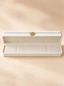 1pc Elegant Cream Jewelry Gift Box, Ring Earring Necklace Bracelet Storage Display Box, Gold Button Closure, Luxury Wedding Engagement Proposal Gift Packaging Box - White - View 13