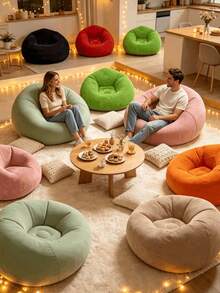 [New Product]1pc Inflatable Slouchy Sofa Chair, Foldable, Portable, Soft Flocked Bean Bag Sofa, Suitable For Bedroom And Living Room In Autumn/Winter, Indoor/Outdoor Use. - Multicolor - View 2