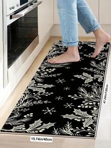 1/2pcs Christmas Kitchen Floor Mat, Merry Christmas Kitchen Rug - Christmas Tree Kitchen Decor - Black Christmas Decoration, Suitable For Floor, Bathroom, Living Room, Entrance, Christmas Holiday Gift! - Multicolor - View 17