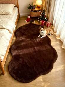 1pc Autumn/Winter Faux Rabbit Fur Design Decorative Rug Mat - Luxury Decor, Plush Feel Rug, Decorative Carpet, Bedroom Decoration, Small Rug, Carpet, Home Decor, Living Room Rug, Living Room Small Rug, Bedroom Rug, Living Room Home Decor, Outdoor Rug, Washable Rug - Multicolor - View 1