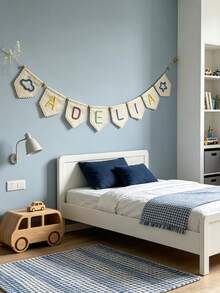 1 buah Banner Nama Renda Kustom, Garland Huruf Benang Buatan Tangan, Dekorasi Bayi Perempuan yang Dipersonalisasi, Hiasan Dinding Kamar Bayi Netral, Bendera Nama Felt yang Dipersonalisasi, Dekorasi Kamar Bayi Skema Warna Macaron - MultiWarna - View 6