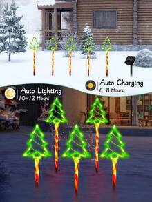1pc Solar Christmas Tree Light, Waterproof Christmas Tree Design Lawn Decorative Light, Suitable For Christmas Tree Decoration, Winter Outdoor Garden Courtyard, Path, Fence, Step, Terrace, And Christmas Party Atmosphere Lights - Christmas Tree - View 12