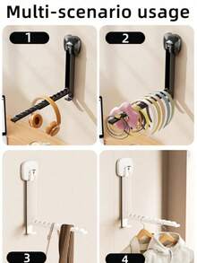 Multi-Functional Retractable Folding Suction Cup Clothes Hanger, Wall-Mounted Window Drying Rack, Drill-Free Hook, Portable Travel Clothing Drying Rack, Simple Foldable Dorm Laundry Rack, Suction Cup Storage Organizer - Multicolor - View 7