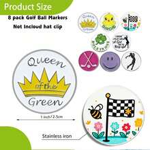 Golf Ball Markers Assorted Patterns Value Pack Of 8 Golf Gifts Golf Cap Clips And Divot Repair Tools Partner Accessories Sets For Men Women Golfer - 8 Women Markers - View 2