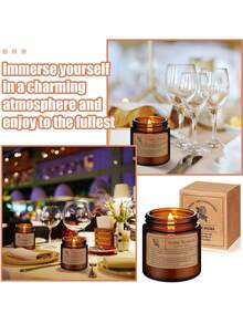 Home Fragrance Aromatherapy Scented Candle Set, Brown Glass Jar Candle With Essential Oil And Matchbox, Bedroom Atmosphere Decor, Holiday Gift - Duoxiang - View 10
