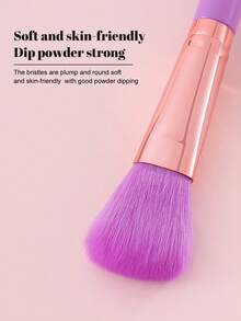 7 Pcs Total Cosmetic Brush Kit, 7 Pcs Purple Makeup Brushes, Fresh Purple Handles With Rose Gold Ferrules, Soft Fluffy Bristles Pick Powder Evenly And Blend Well, Friendly For Makeup Beginners - Violet Purple - View 3