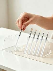 1pc Nail Brush Holder, 5-Slot Nail Brush Storage Rack, Transparent Desktop Nail Pen Organizer, Suitable For Nail Salon And Home Nail Tools - Multicolor - View 1
