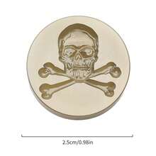 1pc Embossed Skull Wax Seal Stamp, Gothic Vintage Design, Brass Material. Suitable For Halloween Cards, DIY Handmade Decoration, Envelopes, Party Invitations And Gift Packaging. (Handle, Wax And Ink Not Included) - Skeletal Specimen - View 2