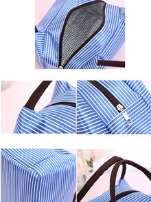 Printed With Yarn, Scissors And Knitting Needles, This Handbag Can Store Sewing Tools, Cosmetics And Small Personal Items. Multiple Fresh Striped Color Combinations, Suitable For Handmade Enthusiasts And Commuters, Artistic Handmade Healing Style, Perfect As A Practical Creative Gift For Girls Who Love Knitting And Sewing - Multicolor - View 9
