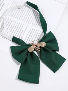 1pc French Delicate Rhinestone Pearl Bee Commute Academy Style Shirt Decorative Bow Tie - Multicolor - View 8