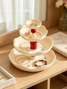 1 khay lưu trữ nhiều tầng hình cánh hoa, khay lưu trữ trang trí cho trang sức, chìa khóa và vật dụng nhỏ, khay sắp xếp bàn trang điểm dễ thương, khay lưu trữ nhiều lớp cho bàn trang điểm, giá đựng lưu trữ để bàn cho khuyên tai, kẹp tóc và mỹ phẩm - Nhiều màu - Xem 9