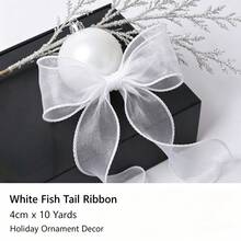 Pita Sifon Ekor Ikan Panjang 50/40/10 Yard, Lebar 4 cm, Mengalir dan Berkerut, Mudah Dipotong dan Ditata, untuk Aksesori Rambut DIY, Pita Hiasan, Pinggiran Kue, Buket, Pembungkus Kado, Dekorasi Pernikahan dan Pesta Ulang Tahun, Aksesori Penambah Suasana - Putih - View 10