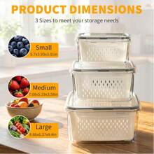 Refrigerator Fruit Storage Container With Detachable Drain Basket, Sealed And Stackable To Keep Food Fresh. Dishwasher Safety. Berries, Vegetables, Agricultural Product Baskets, Filters, Refrigerators, Suitable For Microwave Ovens - S+M+L - View 13