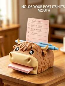 Hippo-Campus Desk Organizer, Note Toad Desk Organizer Note Holder, All In One Storage For Pens, Pencils, Sticky Notes And Notepads, Cute Stationery Holder With Reusable Stencils, Durable Office Accessory, Fun Gift Idea - Multicolor - View 3