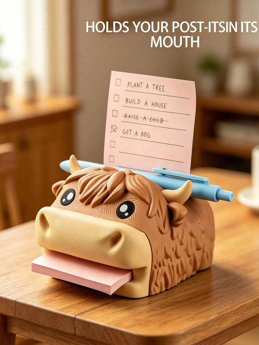 Hippo-Campus Desk Organizer, Note Toad Desk Organizer Note Holder, All In One Storage For Pens, Pencils, Sticky Notes And Notepads, Cute Stationery Holder With Reusable Stencils, Durable Office Accessory, Fun Gift Idea - Multicolor - View 1