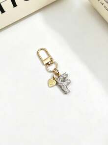 1pc Sparkling Rhinestone Inlaid 26 Letters Heart Pendant Car Key Bag Charm Necklace Friendship Couple Gift - Random Styles - View 27