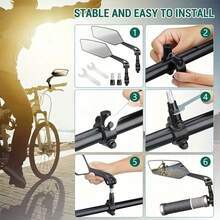 1 Pair Mountain Bike Rearview Mirrors, 360° Rotating Flat Mirror, Easy Installation, Foldable Scratch-Resistant Design, Wide Angle View, Suitable For Mountain Bike/Road Bike/Electric Bike - Multicolor - View 2